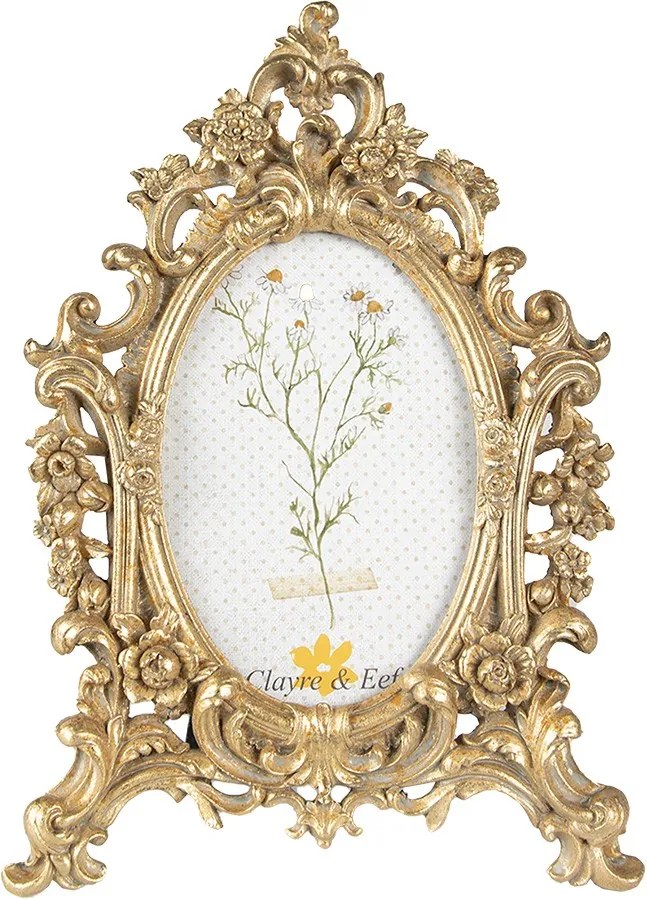 Zlatý antik zdobený fotorámik - 18 * 2 * 27 cm / 10 * 15 cm