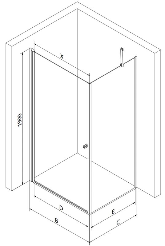 Mexen Pretoria sprchovací kút 90x100cm, 6mm sklo, čierny profil-číre sklo, 852-090-100-70-00