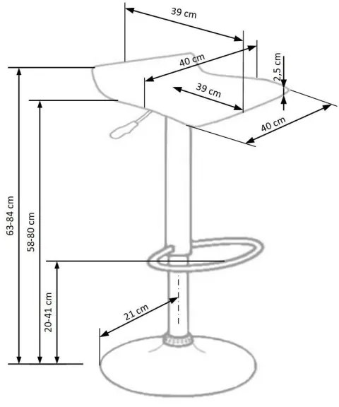 Barová stolička 84x40 cm čierna/chróm