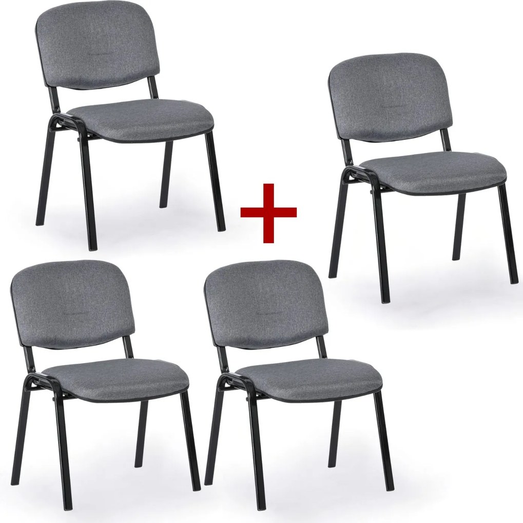 Konferenčná stolička VIVA PLUS 3+1 ZADARMO - čierne nohy, sivá