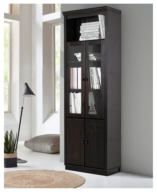 Hnedá vitrína z borovicového dreva 74x223 cm Anita – Støraa