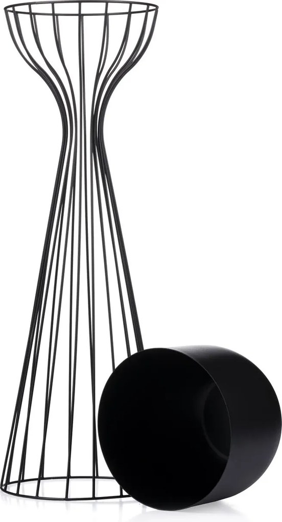 KOVOVÝ KVETINÁČ SO STOJANOM GLAM 68X20 CM ČIERNA