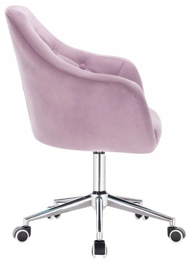 LuxuryForm DESIGN Kreslo ANDORA VELUR na strieborné podstave s kolieskami - levanduľa