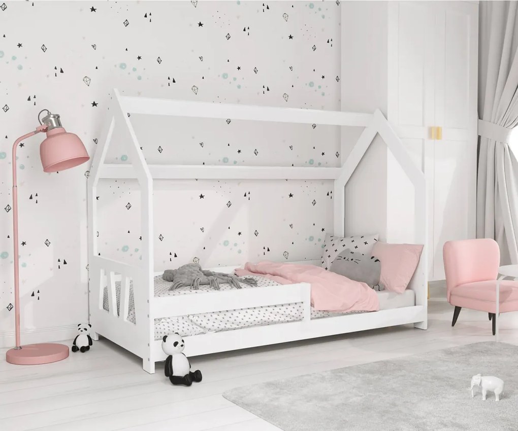 Detská posteľ DOMČEK D5A 80x160cm masív biela | AMI Nábytok