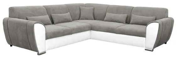 Rozkladacia rohová sedacia súprava s úložným priestorom do L VISEU ľavá sivá/biela