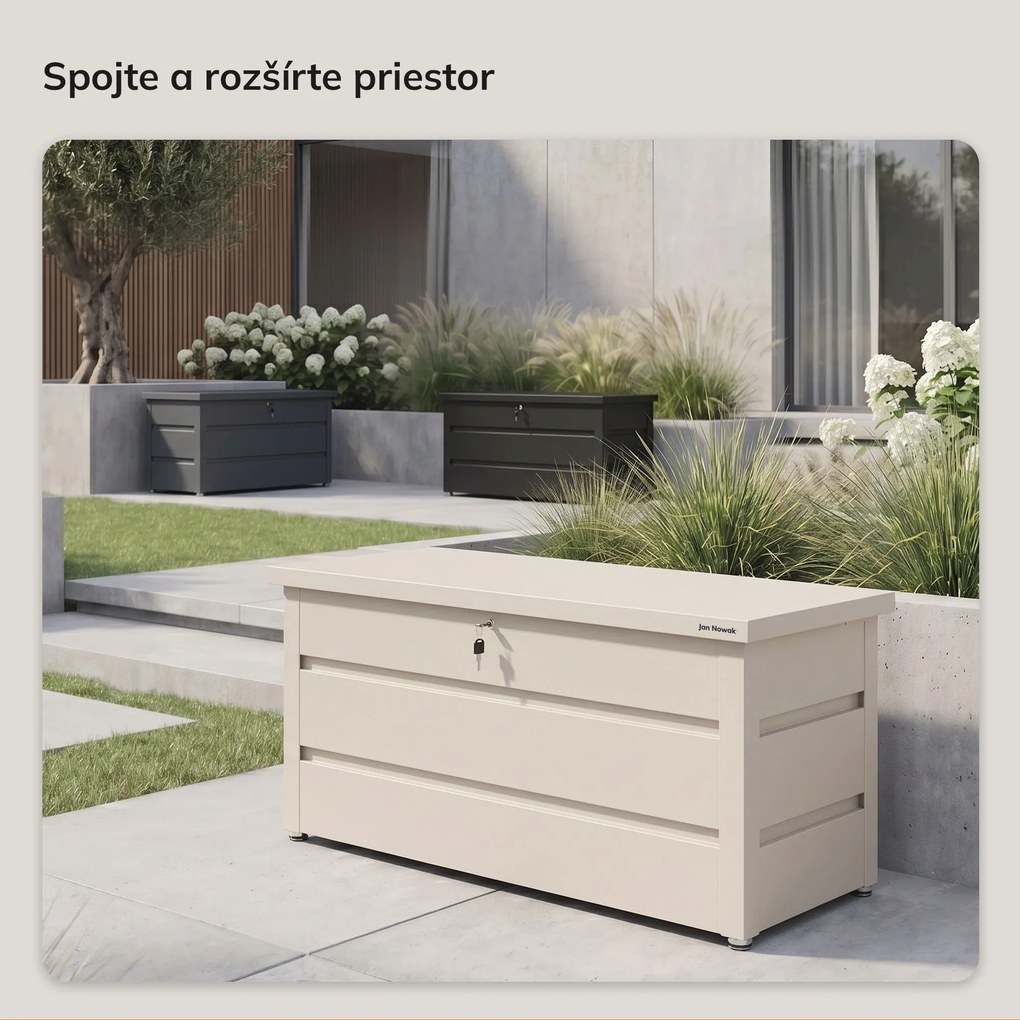 Veľký záhradný a balkónový box béžový: CARRIE 1190 x 520 x 587 mm