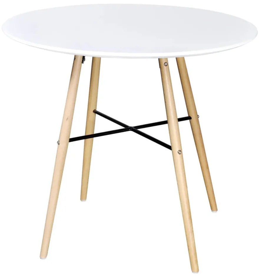 vidaXL Jedálenský stôl, MDF, okrúhly, biely