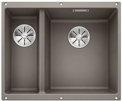 Blanco Subline 340/160-U, silgranitový drez pod pracovnú dosku 555x460x190 mm, drez vpravo, 1,5-komorový, svetlá hnedá, BLA-523565