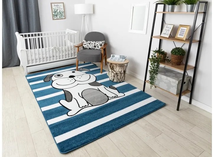 styldomova Detský modrý koberec PETIT Pes