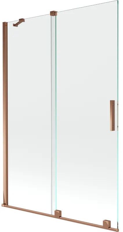 Mexen Velar, 2-krídlová posuvná vaňová zástena 120 x 150 cm, 8mm číre sklo, ružové zlato, 896-120-000-01-60