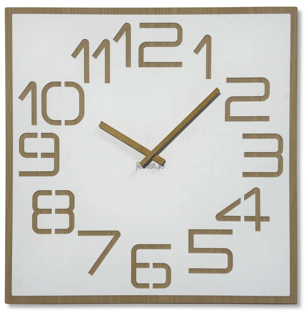 Dekorstudio Moderné drevené hodiny EKO Digits biele - 60cm