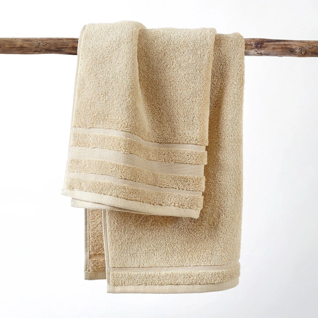 Goldea hebký uterák z organickej bavlny - béžový 90 x 180 cm