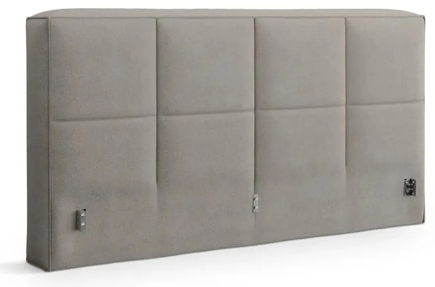 Svetlosivá čalúnená dvojlôžková posteľ s úložným priestorom s roštom 200x200 cm Simon Darren – Micadoni