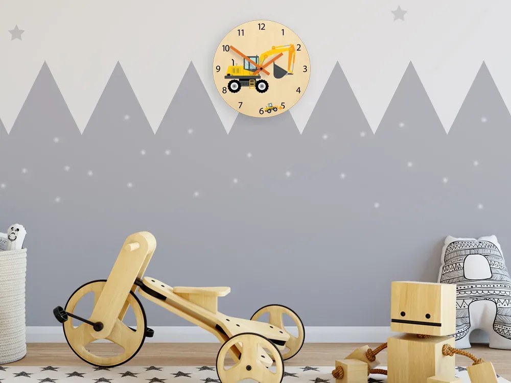 Dětské nástěnné hodiny Ami Bagr 30 cm vícebarevné