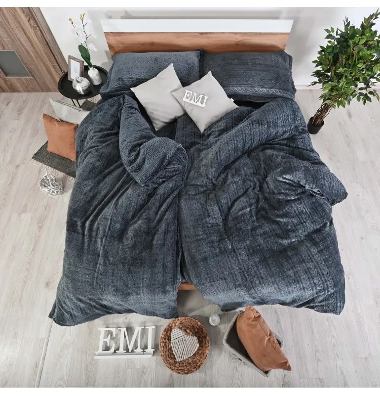 Obliečky z mikroplyšu Banu sivé EMI, Štandardný set jednolôžko obsahuje 1x 140x200 + 1x 70x90