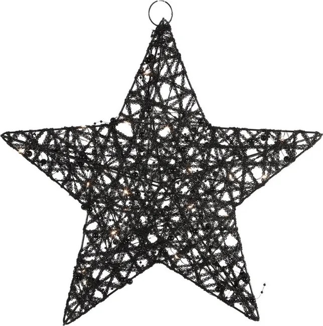 Vianočná dekorácia hviezda STARIELLE s LED osvetlením 30 cm, čierna