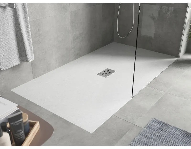 Mexen Hugo, obdĺžniková sprchová vanička SMC 200 x 100 cm, biela, oceľová krytka, 42101020-X