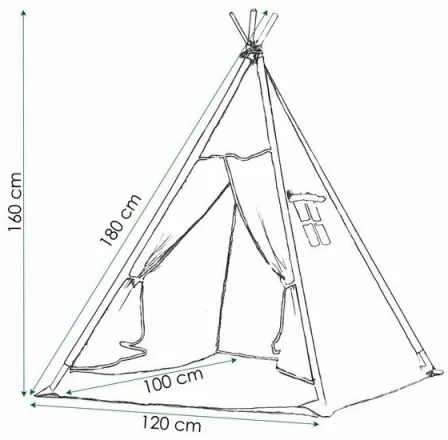 SPRINGOS Teepee stan pre deti SPRINGOS Čierny Wigwam