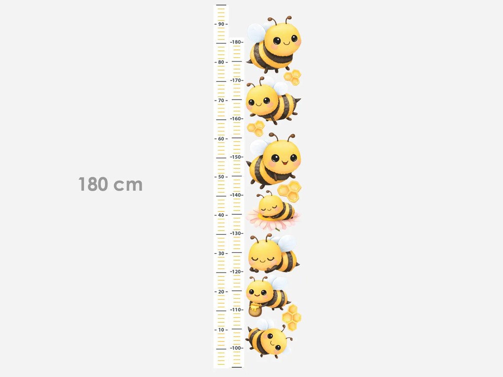 Meter včiel a včielok textilní prelepiteľné nálepky na stenu výška 160 cm