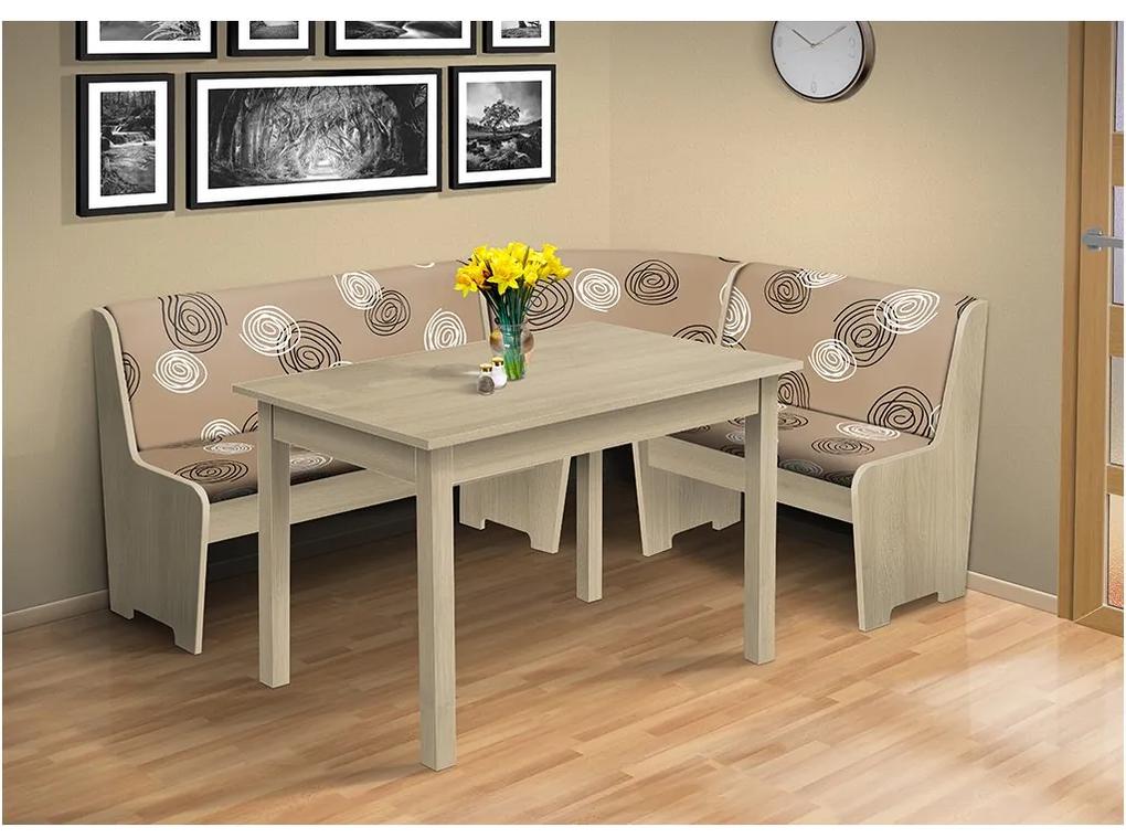 Nabytekmorava Rohová lavica so stolom farba lamina: biela 113, čalúnenie vo farbe: Mega 13 V3 šedá