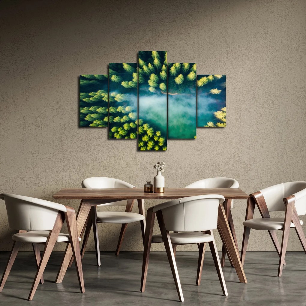 Obraz - Hmlou zahalený les (150x105 cm)