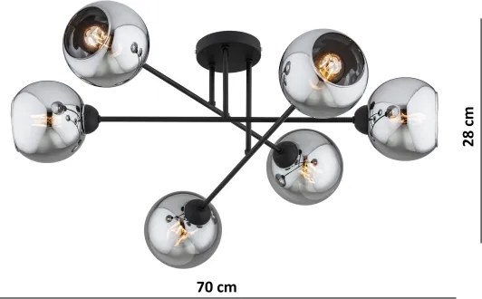 Brilagi - Prisadený luster DIOR 6xE27/60W/230V čierna/dymovo šedá