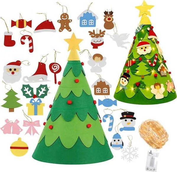 3D Vianočný DYI stromček pre deti s ozdobami