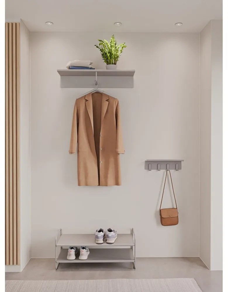 Svetlosivý oceľový nástenný vešiak s poličkou 11,5 cm A-Hallway – Zone