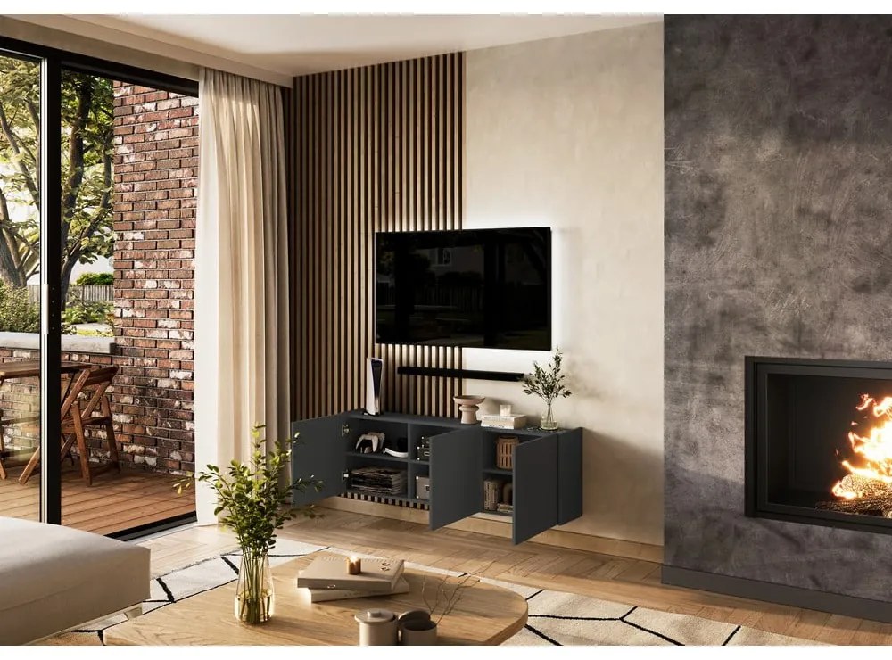 Antracitový TV stolík 138x45 cm Piana – Germania