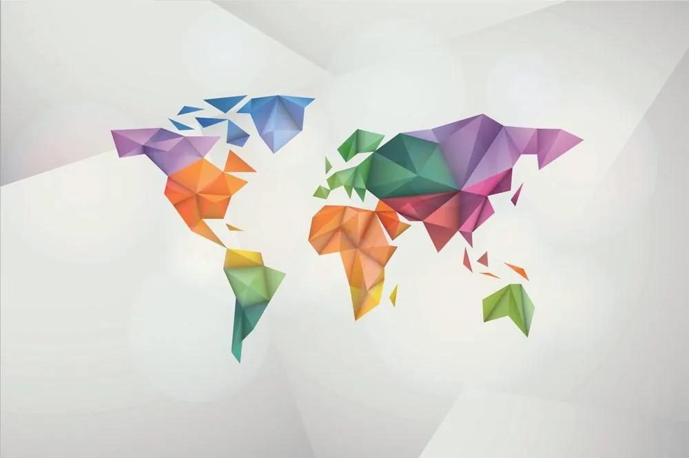 Tapeta farebná mapa sveta v štýle origami - 150x100