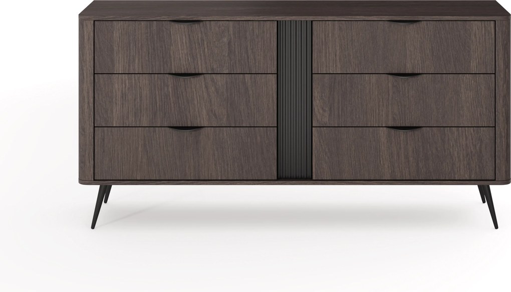 Komoda Edrin 163 cm so zásuvkami - dub dunin / čierna