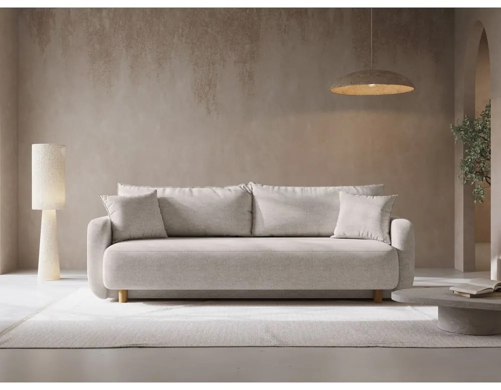 Béžová rozkladacia pohovka s úložným priestorom 231 cm Elen – Micadoni