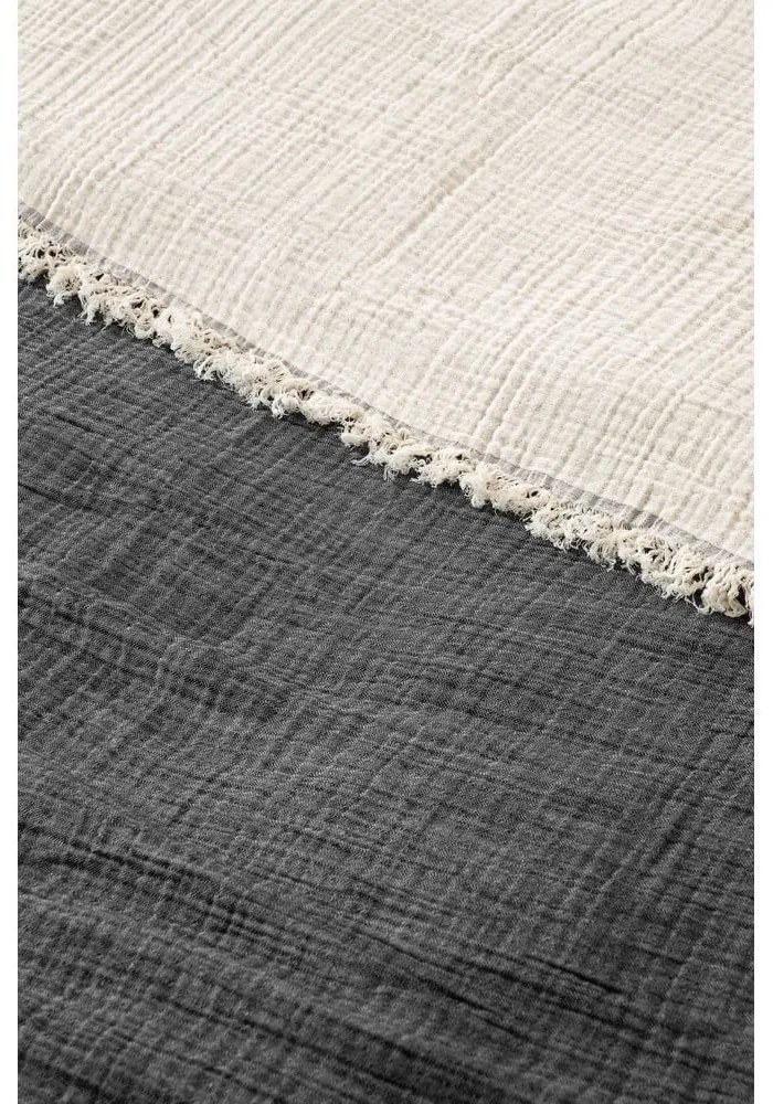Tmavosivá mušelínová prikrývka na dvojlôžko 230x250 cm – Mijolnir