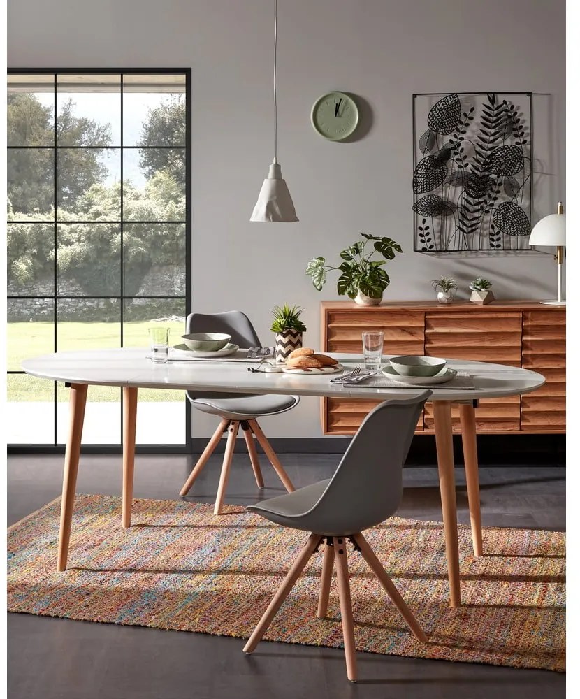 Biely rozkladací jedálenský stôl s bielou doskou 90x120 cm Oqui – Kave Home