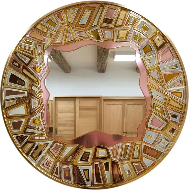 Guľaté zrkadlo "Mozaika Pizza", Ø 60 cm