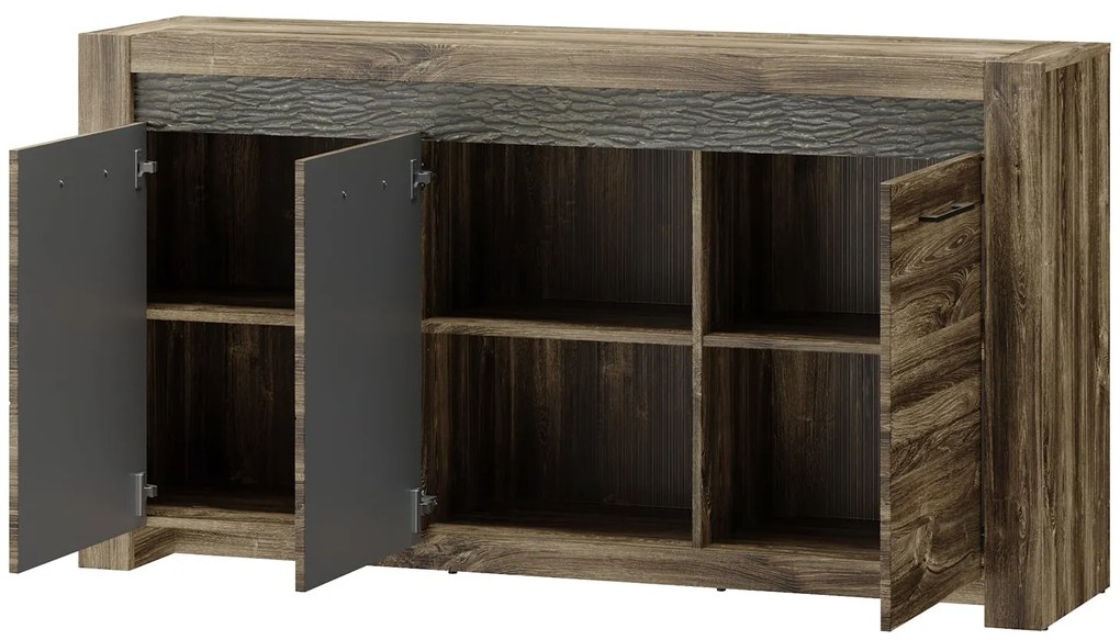 Komoda Belveder 45 158 cm s LED osvetlením dub Stirling