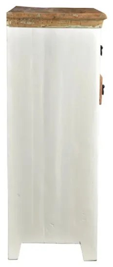 furniture-nabytek.cz - Masívna komoda Perth z recyklovaného dreva, lakovaná, biela/farbistá – 80×42×110 cm