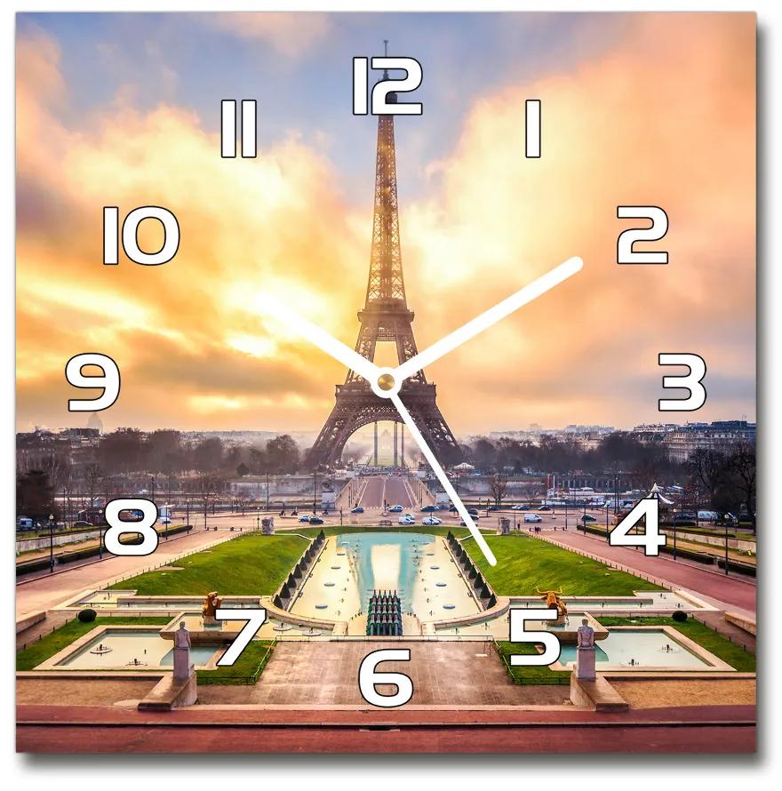 Sklenené hodiny štvorec Eiffelova veža Paríž pl_zsk_30x30_f_61738045