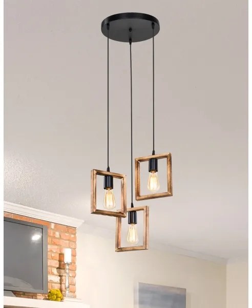 Zuma Line ASZ.1678 - Luster na lanku ATRIA 3xE27/20W/230V borovica/čierna