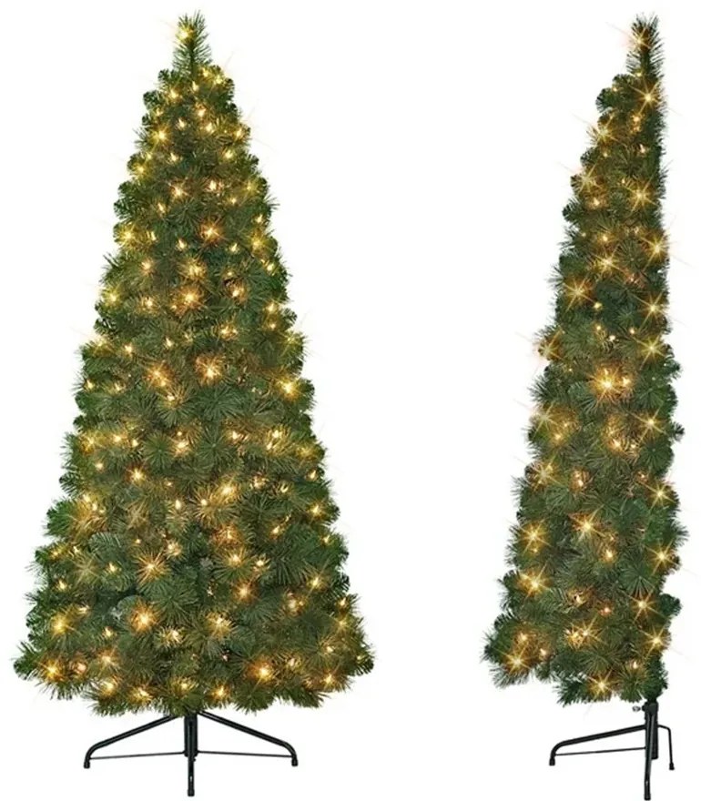 Umelý vianočný polovičný stromček, 160 LED- ov, 180 cm 340 vetiev