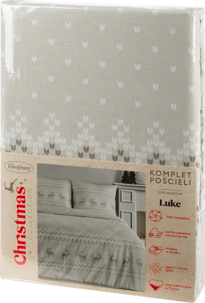 VIANOČNÉ RENFORCÉ OBLIEČKY LUKE 140X200 CM, 1 KS 70X80 CM VZOROVANÉ