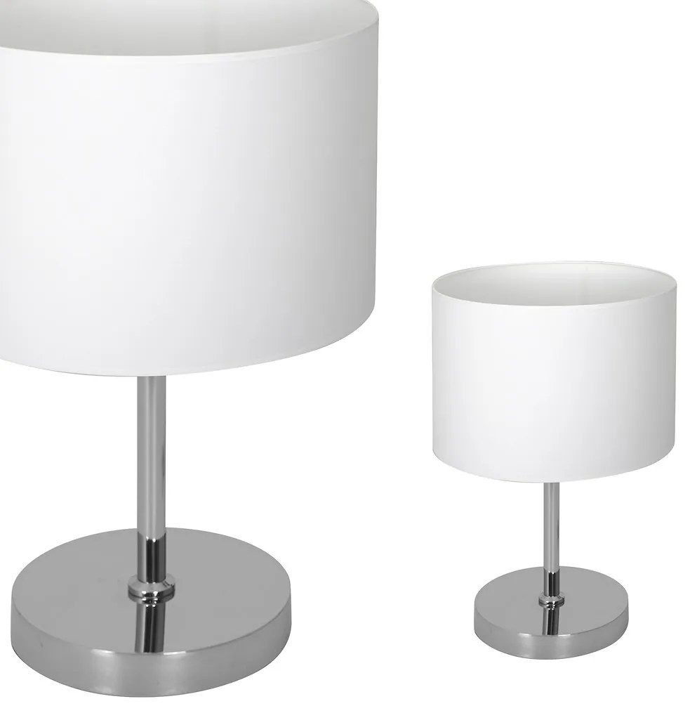 Stolná lampa Casino, 1x biele textilné tienidlo, ch
