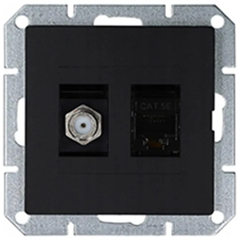 Zásuvka typu F + Zásuvka RJ45 MEDIUM black 33505