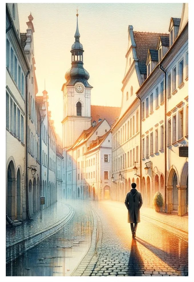 Obraz staré mesto za úsvitu