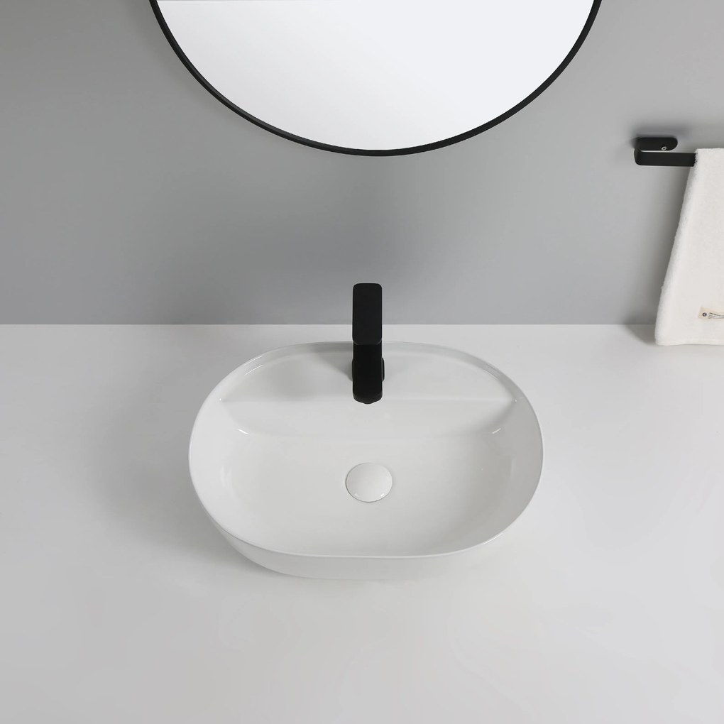 Erga Soleil, umývadlo na dosku 600x400x135 mm, biela lesklá, ERG-V03-9486C-WH