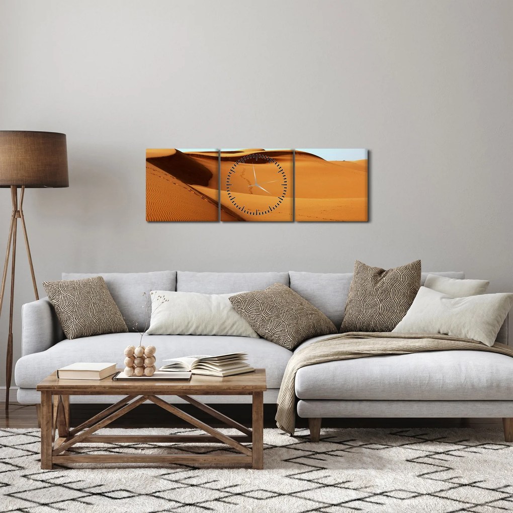 Obraz - Stopy v púšti (s hodinami) (90x30 cm)