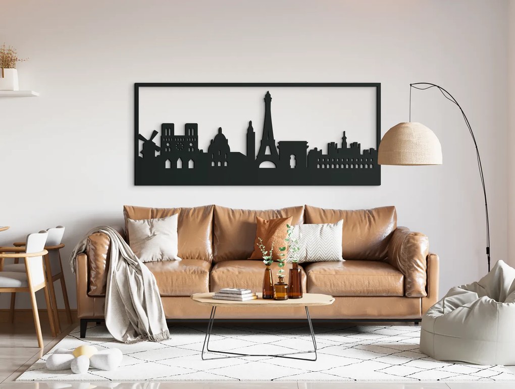 drevko Obraz Paríž Rozmer obrazu: 37 x 89 cm, Farba dekorácie: Čierna