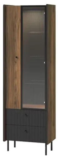 Vitrina Presto P3, orech warmia/san sebastian/čierny mat