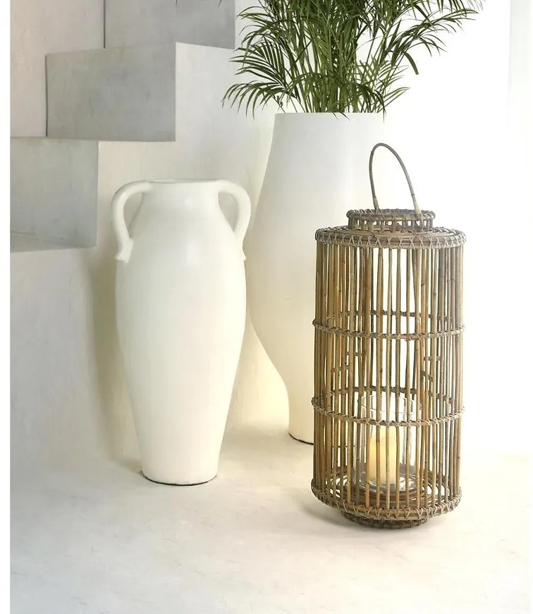 Lampáš Koko Round/Large Rattan/Glass