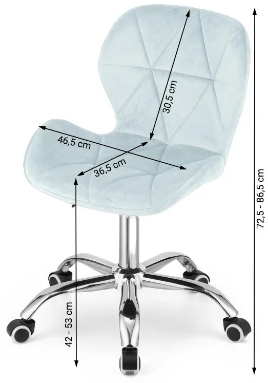 Set do pracovne ZARIMO stôl 80x40 cm biely + kreslo AVOLA VELVET svetlo modré